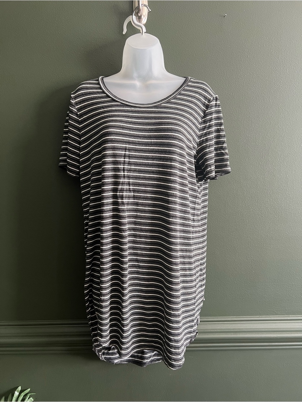 Daily Ritual Black & White Striped Short-Sleeve Tunic Tee
